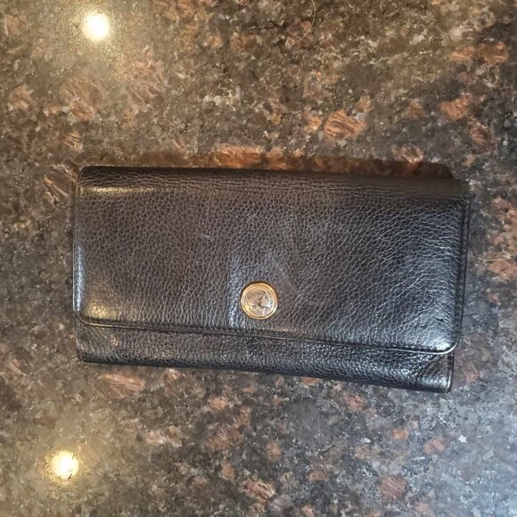 BVLGARI Monete Ancient Coin Leather Bifold Long Wallet - Picture 1 of 7